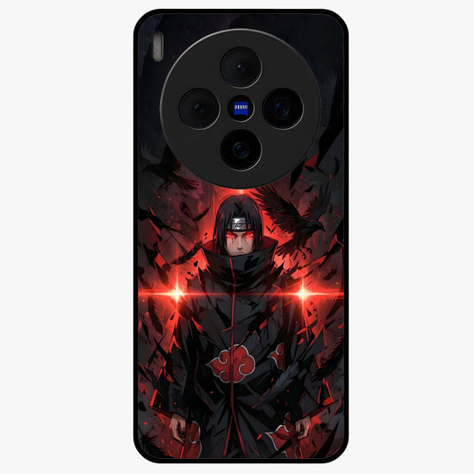 Focused Blade Discipline Glass Case showing flat back view with warrior sword themed artwork and glossy glass finish.