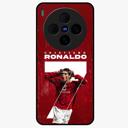 Goal Celebration Legacy Glass Case showing flat back view with football celebration inspired artwork and glossy glass finish.