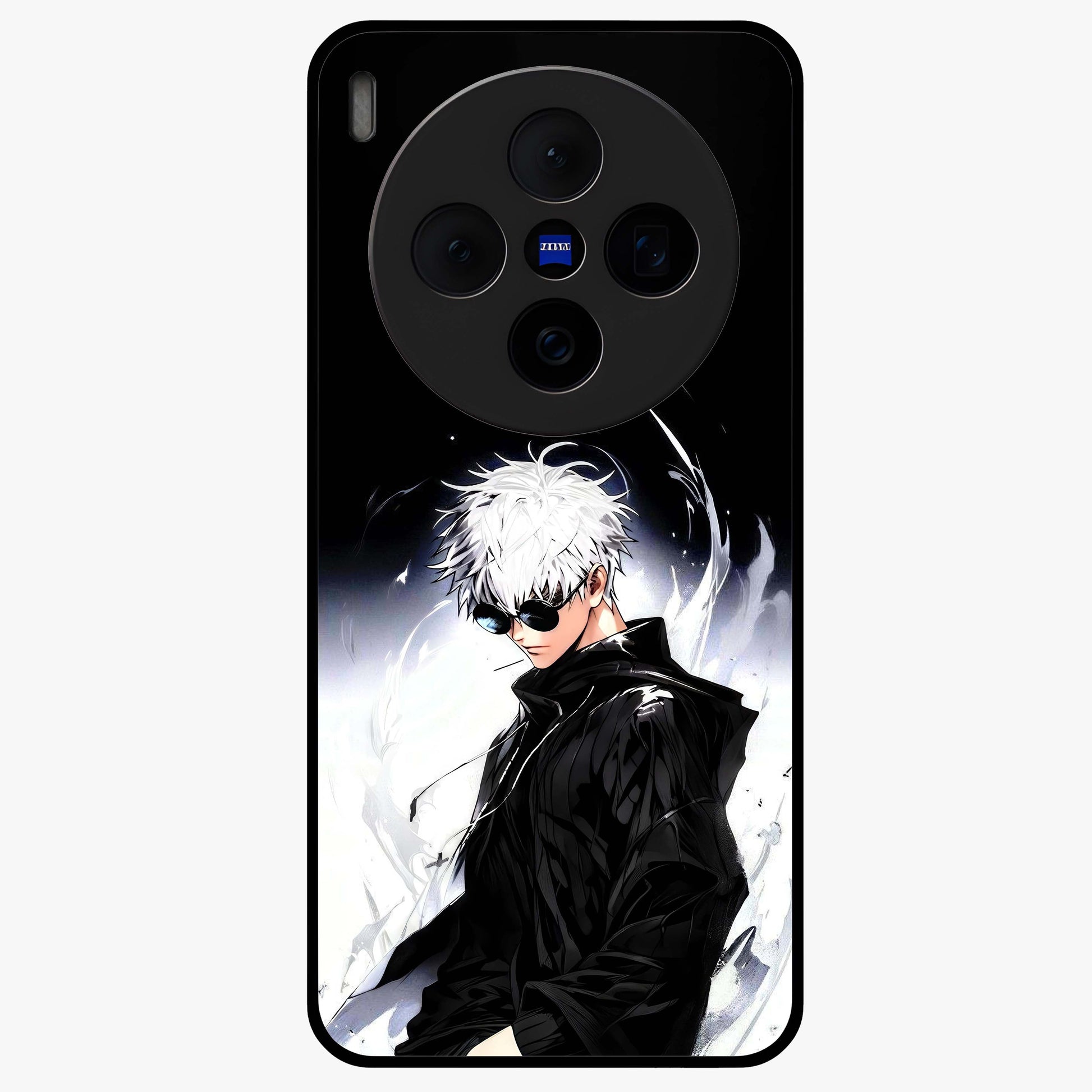 Limitless Shadow King Glass Case showing flat back view with powerful shadow warrior artwork and glossy glass finish.