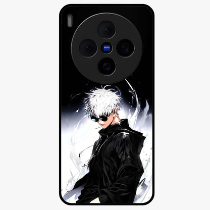Limitless Shadow King Glass Case showing flat back view with powerful shadow warrior artwork and glossy glass finish.