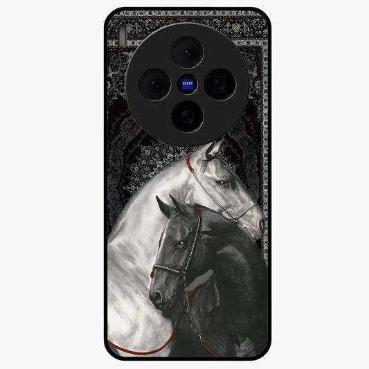 Majestic Ride Legacy Glass Case showing flat back view with powerful automotive inspired artwork and glossy glass finish.