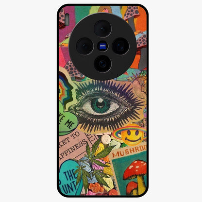 Mystic Eye Wonderland Glass Case showing flat back view with mystical eye themed artwork and glossy glass finish.