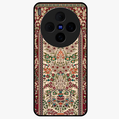 Persian Inspired Glass Case showing flat back view with ornate Persian style pattern artwork and glossy glass finish.