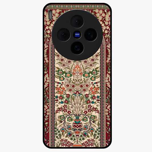 Persian Inspired Glass Case showing flat back view with ornate Persian style pattern artwork and glossy glass finish.