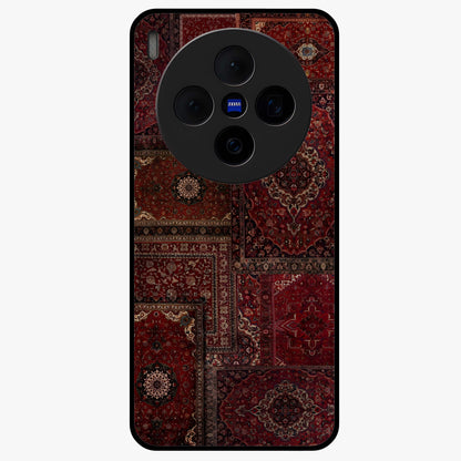 Persian Velvet Tale Glass Case showing flat back view with luxurious Persian velvet pattern artwork and glossy glass finish.