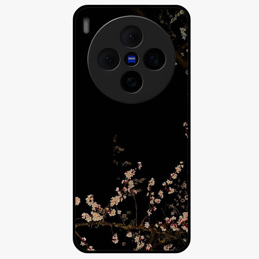 Petal Moon Light With Custom Name Glass Case showing flat back view with floral moonlight artwork and personalized name design.