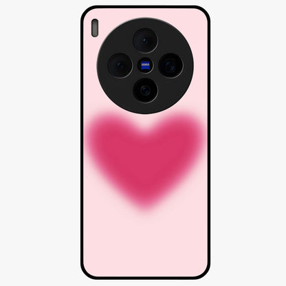 Pink Aura Heart Glass Case showing flat back view with glowing heart artwork and glossy glass finish.