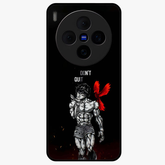 Rise Beyond Limits Glass Case showing flat back view with motivational typography artwork and glossy glass finish.