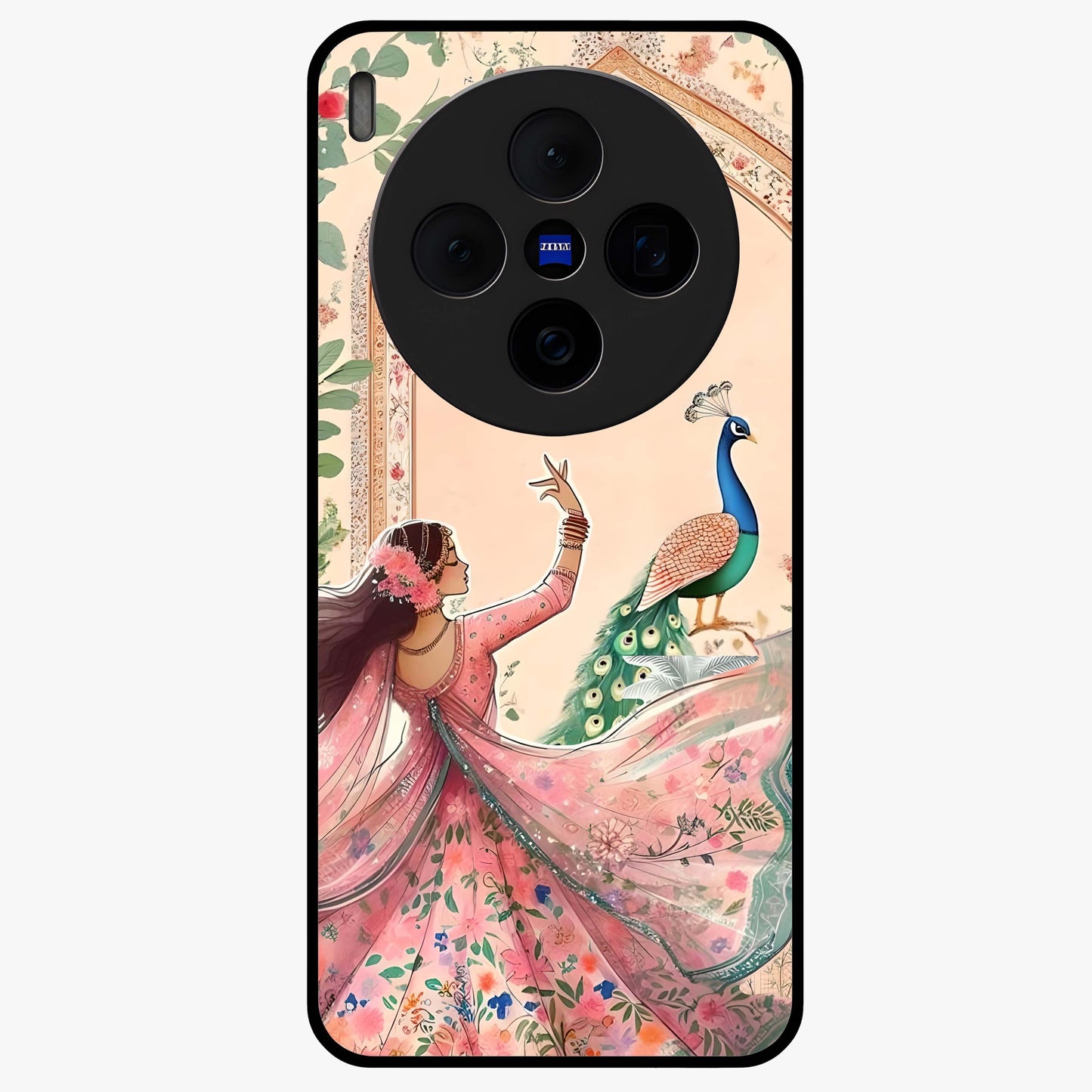 Royal Grace Muse Glass Case showing flat back view with elegant artistic artwork and glossy glass finish.
