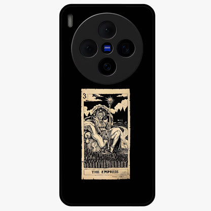 The Empress Glass Case showing flat back view with regal feminine artwork and glossy glass finish.