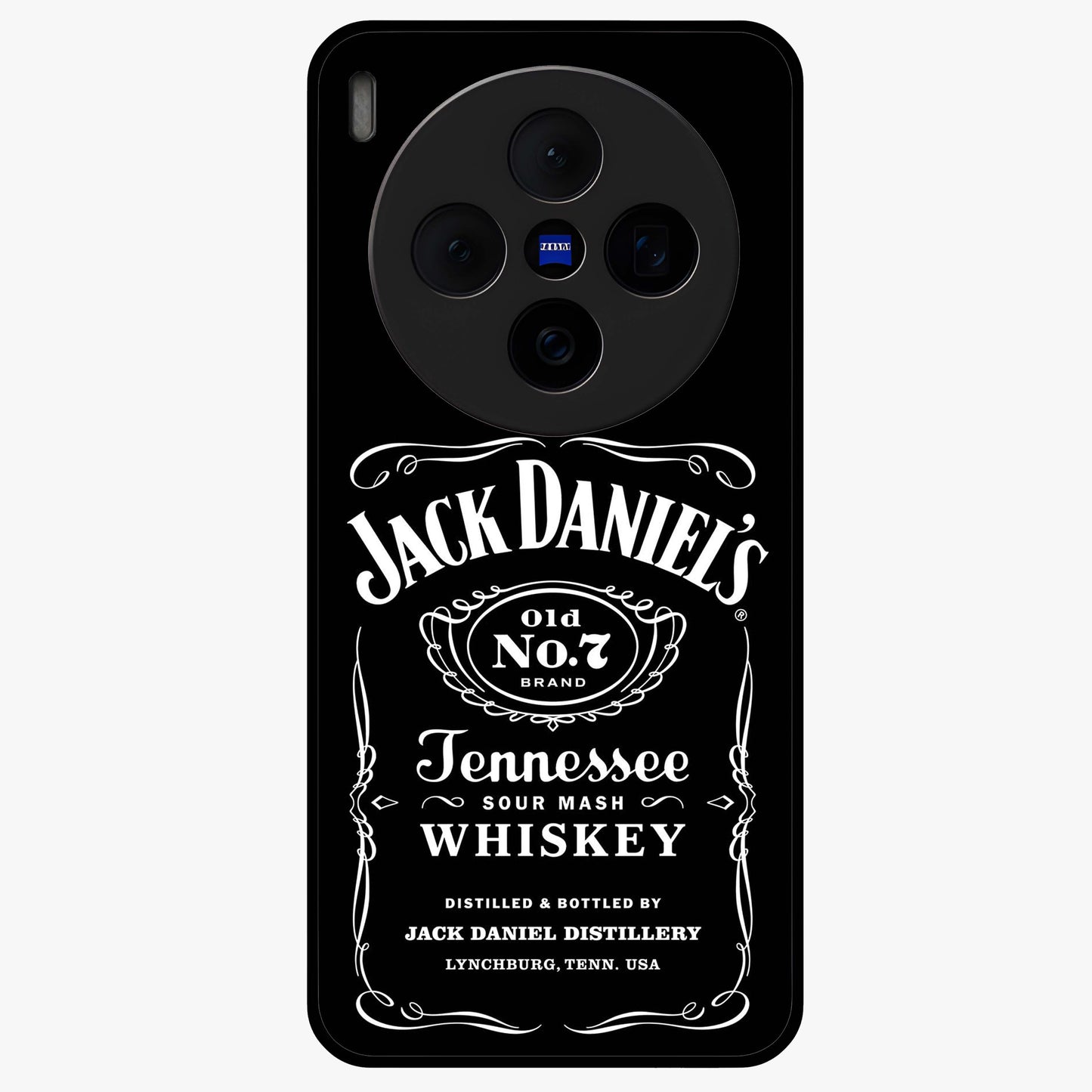 Vintage Whiskey Heritage Glass Case showing flat back view with classic whiskey inspired artwork and glossy glass finish.