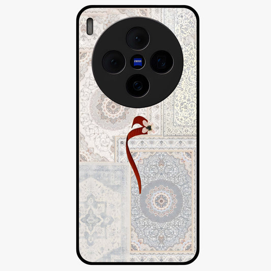 White Aesthetic Bow Glass Case showing flat back view with minimal bow artwork and glossy glass finish.