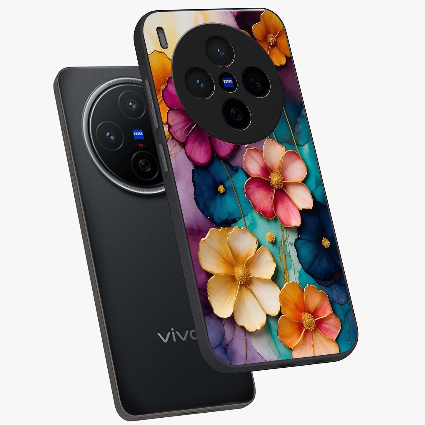 Artlyn Grace Flower Pattern Glass Case displayed in angled mockup highlighting delicate flower pattern design and smooth glass surface.