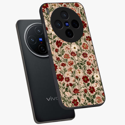 Biege Flower With Leaf Glass Case displayed in angled mockup highlighting minimal floral leaf design and elegant aesthetic.