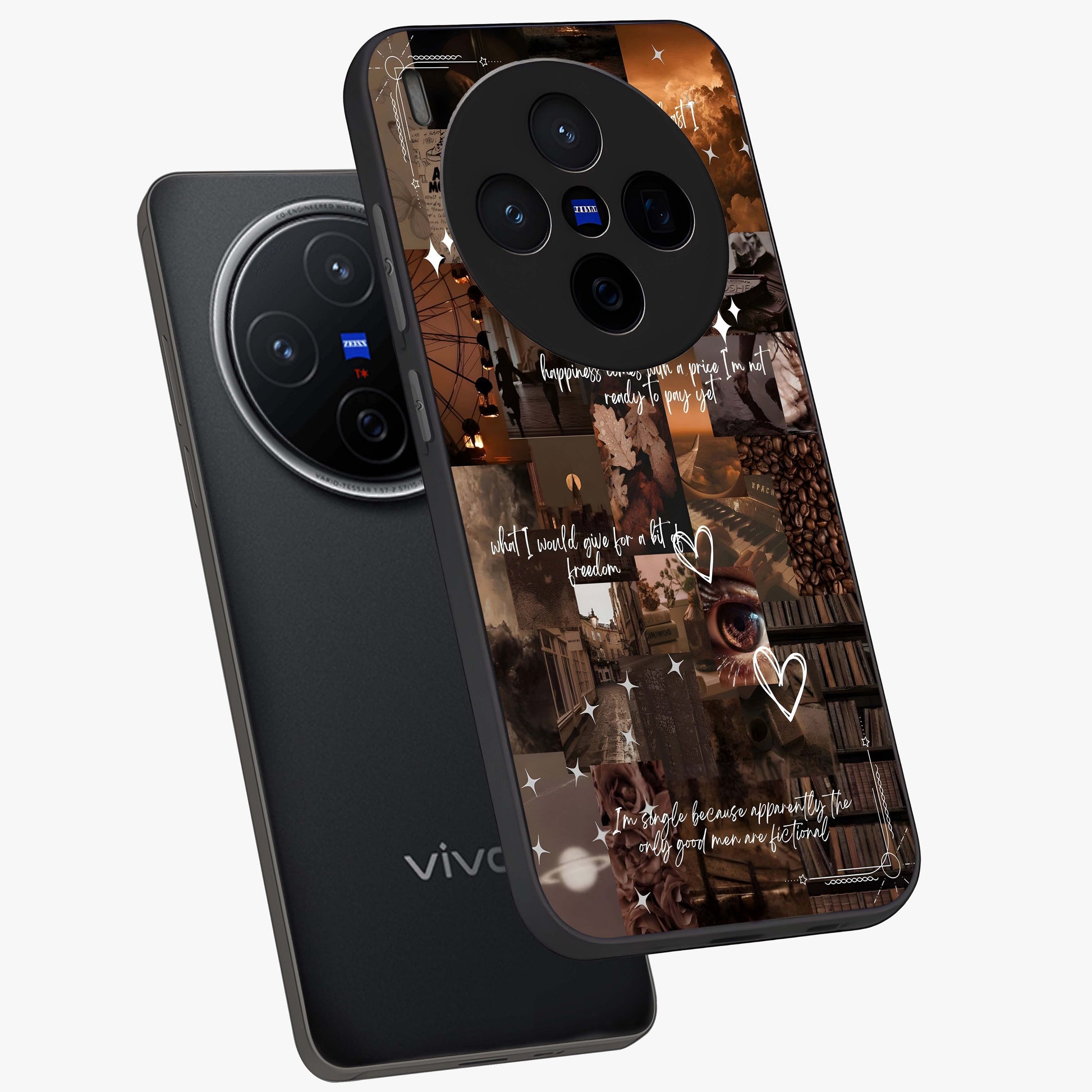 Bittersweet Aesthetic Chaos Glass Case displayed in angled mockup highlighting expressive abstract artwork and edgy aesthetic theme.