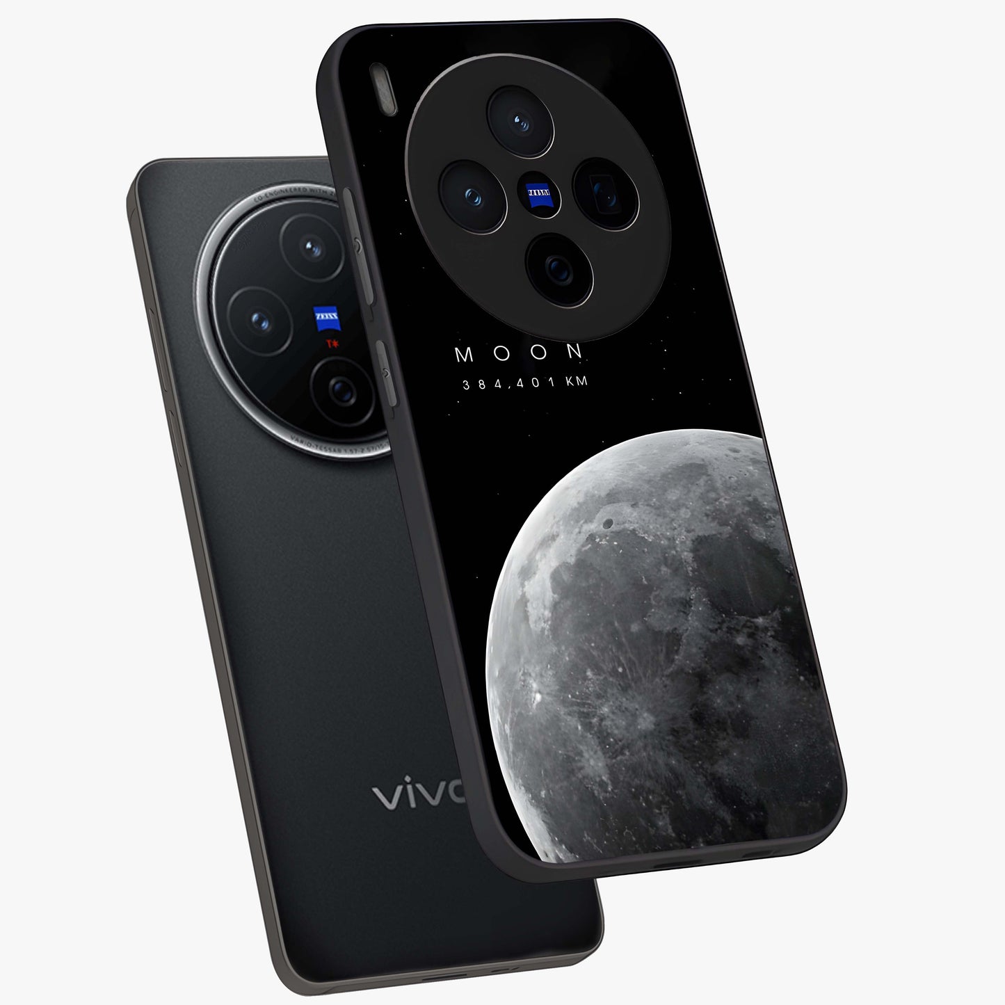 Cosmic Moon Glow Glass Case displayed in angled mockup highlighting celestial moon design with cosmic aesthetic theme.