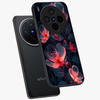 Dark Shade of Flower Glass Case displayed in angled mockup highlighting moody floral illustration with aesthetic dark tones.