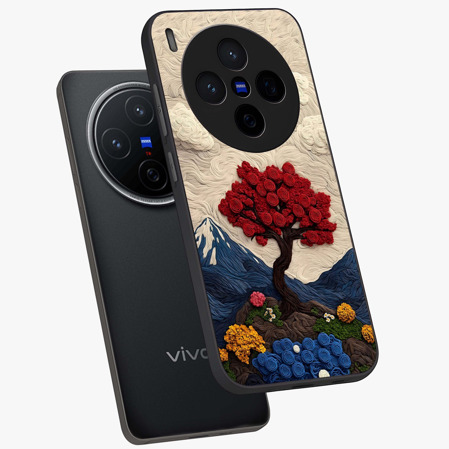 Eternal Nature Tapestry Glass Case displayed in angled mockup highlighting detailed botanical pattern with artistic aesthetic.