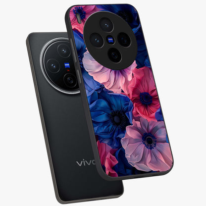 Flower Paper Art Pattern Glass Case displayed in angled mockup highlighting layered paper flower design with artistic aesthetic.