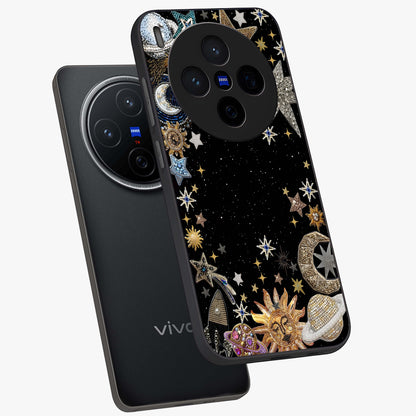 Galactic Jewel Stars Glass Case displayed in angled mockup highlighting shining celestial star design with cosmic aesthetic style.
