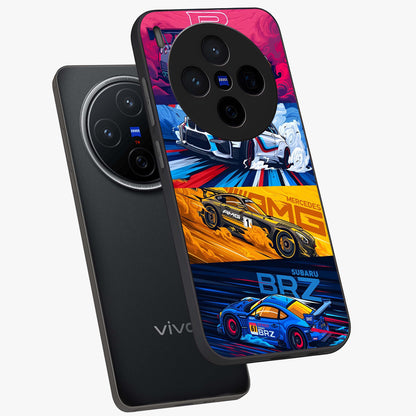 JDM Sports Car Glass Case displayed in angled mockup highlighting sleek Japanese racing car design with automotive aesthetic.