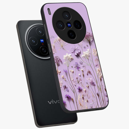 Lavender Blossom Dream Glass Case displayed in angled mockup highlighting dreamy lavender flower design with calming aesthetic style.