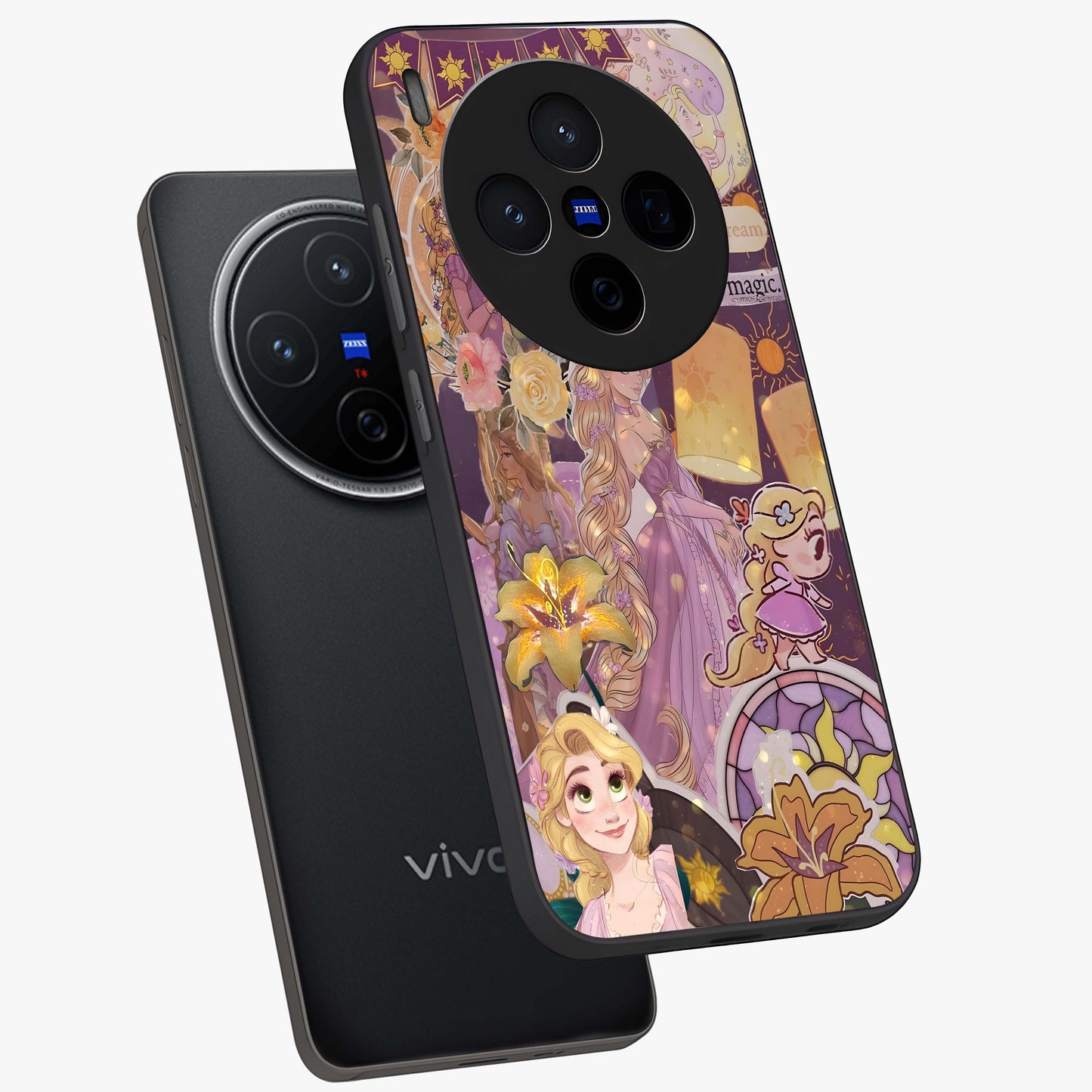 Magical Tangled Dream Glass Case displayed in angled mockup highlighting whimsical fantasy design with magical aesthetic.