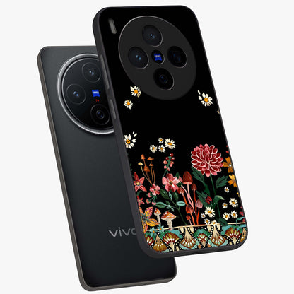 Midnight Bloom Pattern Glass Case displayed in angled mockup highlighting elegant flower design with midnight aesthetic style.