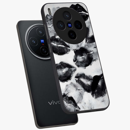 Midnight Kiss Marks Glass Case displayed in angled mockup highlighting playful romantic design with bold midnight aesthetic.