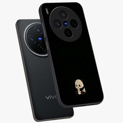 Midnight Panda Love Glass Case displayed in angled mockup highlighting adorable panda illustration with midnight aesthetic.