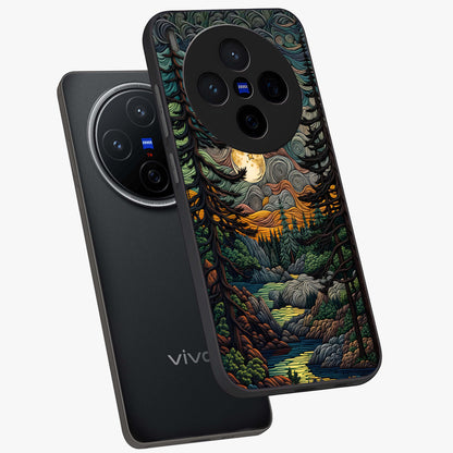 Moonlight Forest Dream Glass Case displayed in angled mockup highlighting dreamy forest design with glowing moon aesthetic.