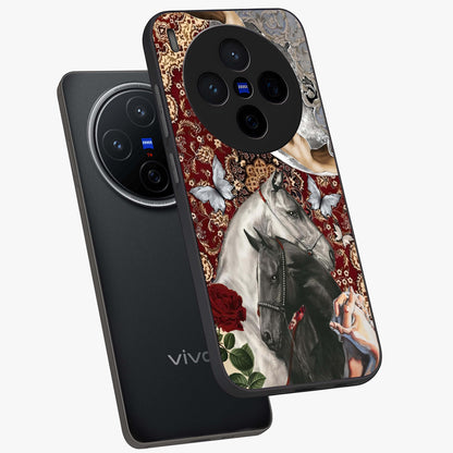 Moonlit Royal Stallion Glass Case displayed in angled mockup highlighting powerful stallion illustration with royal night aesthetic.