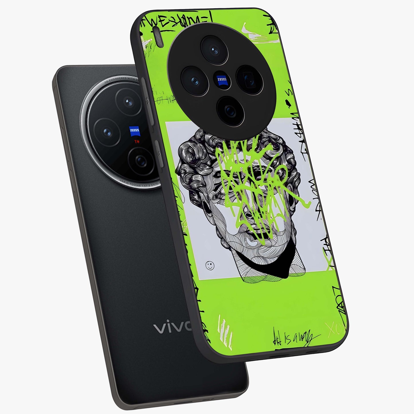 Neo Graffiti Rebellion Glass Case displayed in angled mockup highlighting urban street art design with rebellious aesthetic.