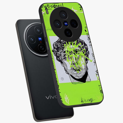 Neo Graffiti Rebellion Glass Case displayed in angled mockup highlighting urban street art design with rebellious aesthetic.