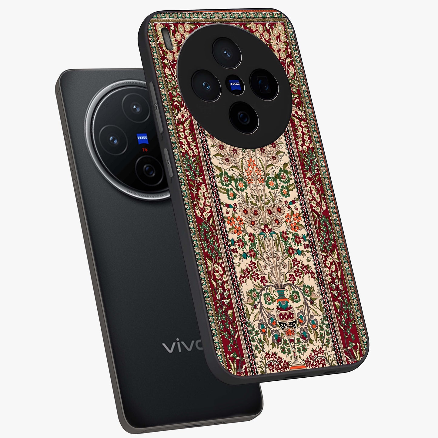 Persian Inspired Glass Case displayed in angled mockup highlighting intricate traditional design with elegant cultural aesthetic.