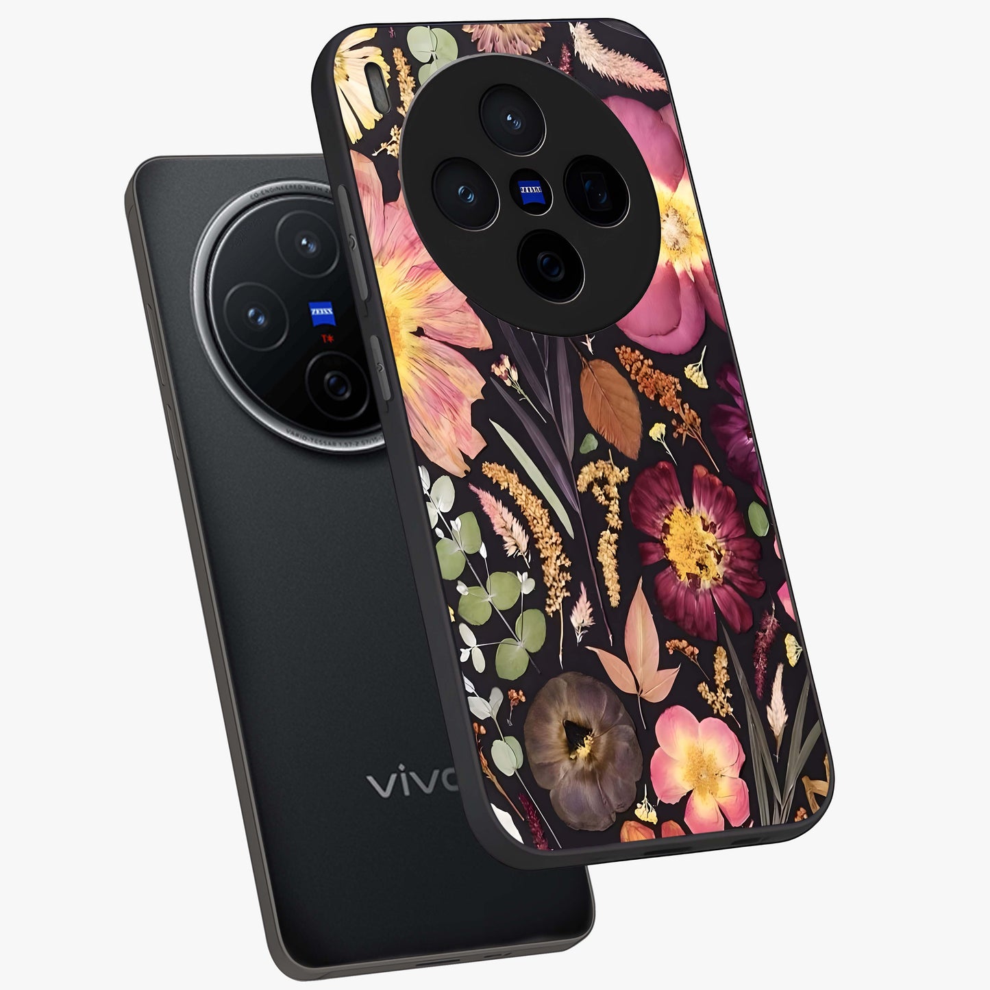 Petal Dream Tapestry Glass Case displayed in angled mockup highlighting decorative petal pattern with elegant botanical aesthetic.