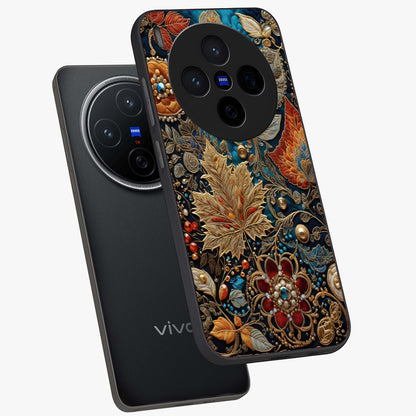 Royal Jewel Garden Glass Case displayed in angled mockup highlighting vibrant jewel inspired floral design with elegant aesthetic.