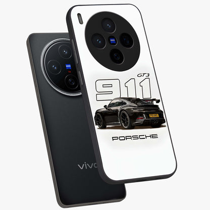 Turbo Legacy Icon Glass Case displayed in angled mockup highlighting dynamic automotive design with performance aesthetic.