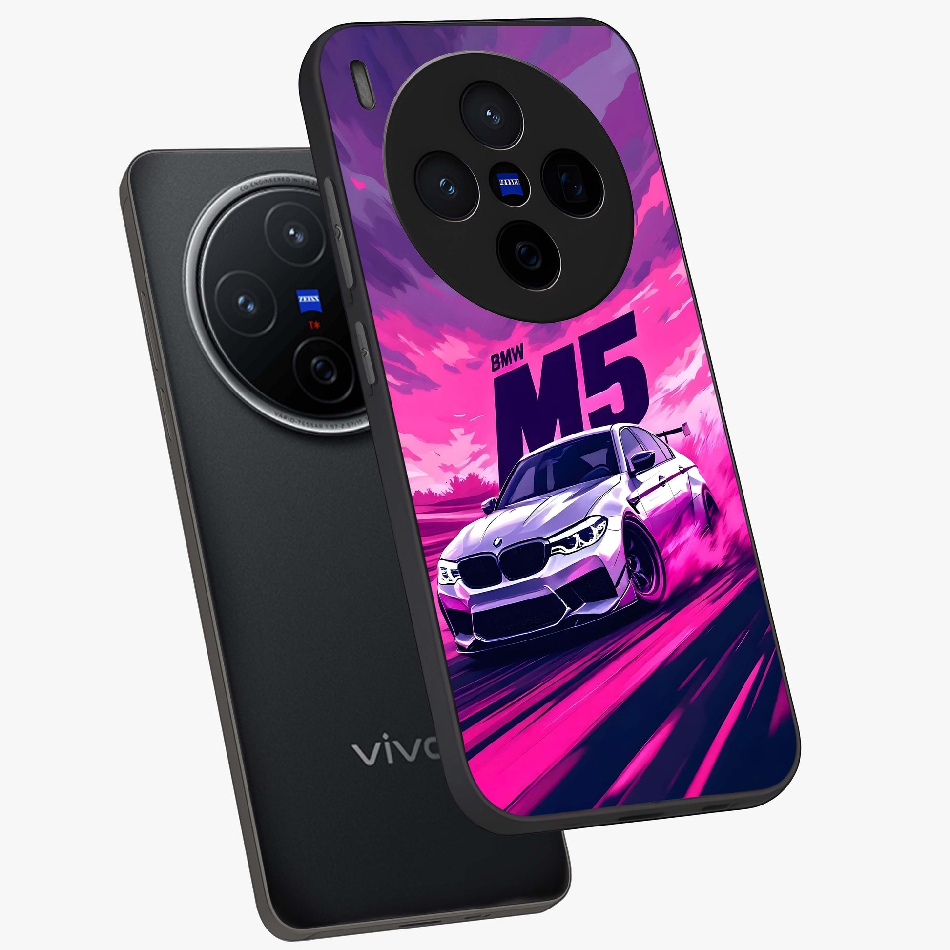 Velocity Drift Pulse Glass Case displayed in angled mockup highlighting dynamic drift design with sporty automotive aesthetic.