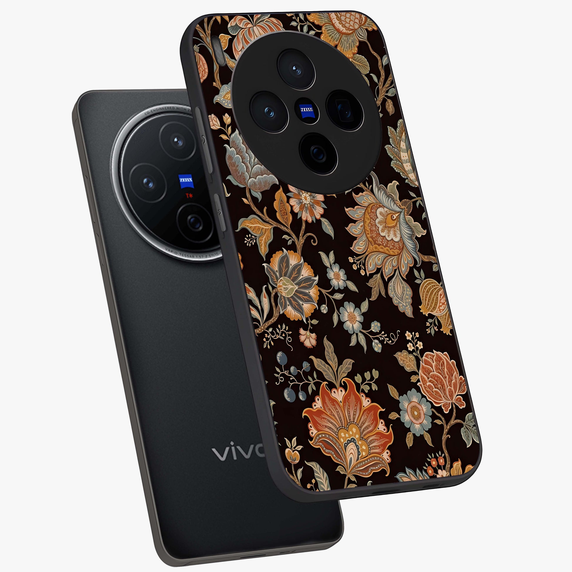 Vintage Floral Dream Glass Case displayed in angled mockup highlighting elegant vintage flower design with soft aesthetic style.