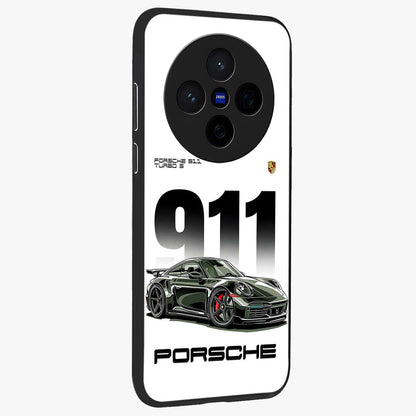 911 Turbo Dominance Glass Case upright perspective showcasing powerful racing design and modern automotive aesthetic.