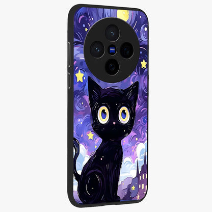 Abstract Cat Art Glass Case upright view showcasing creative feline illustration and aesthetic artistic style.