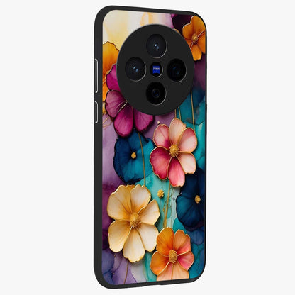 Artlyn Grace Flower Pattern Glass Case upright view showcasing graceful floral artwork with aesthetic botanical style.