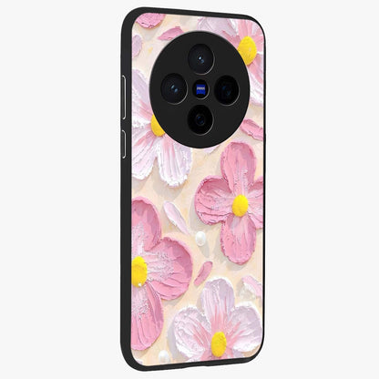 Blush Bloom Texture Glass Case upright view showcasing delicate blush floral texture with modern minimal style.