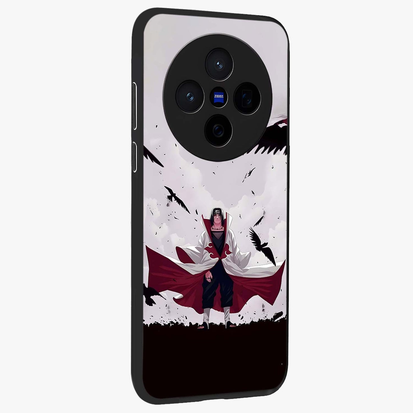 Crimson Crow Ascension Glass Case upright view showcasing dramatic crow artwork with bold gothic theme.