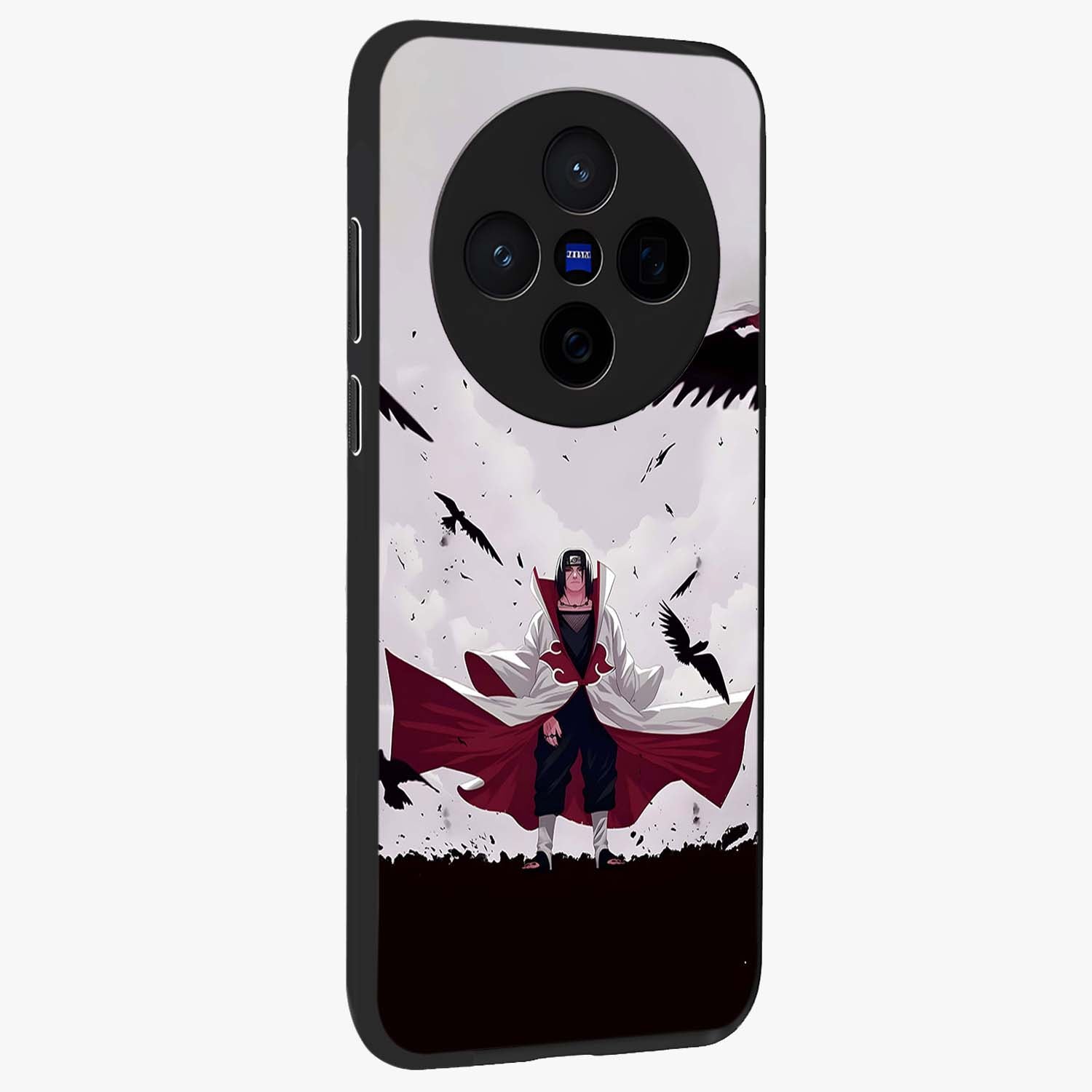 Crimson Crow Ascension Glass Case upright view showcasing dramatic crow artwork with bold gothic theme.