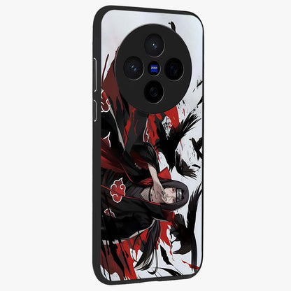 Crimson Crow Illusion Glass Case upright view showcasing striking crow illusion artwork with intense crimson theme.