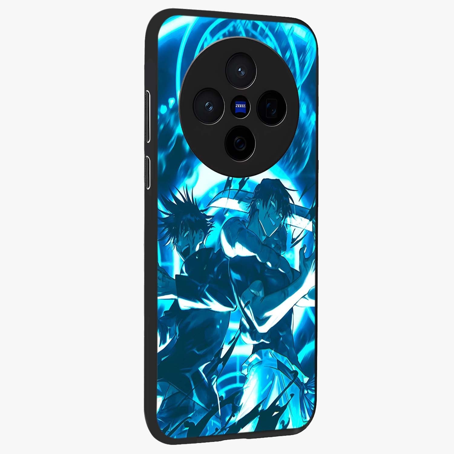 Cursed Energy Clash Glass Case upright view showcasing dramatic clash artwork with bold supernatural theme.