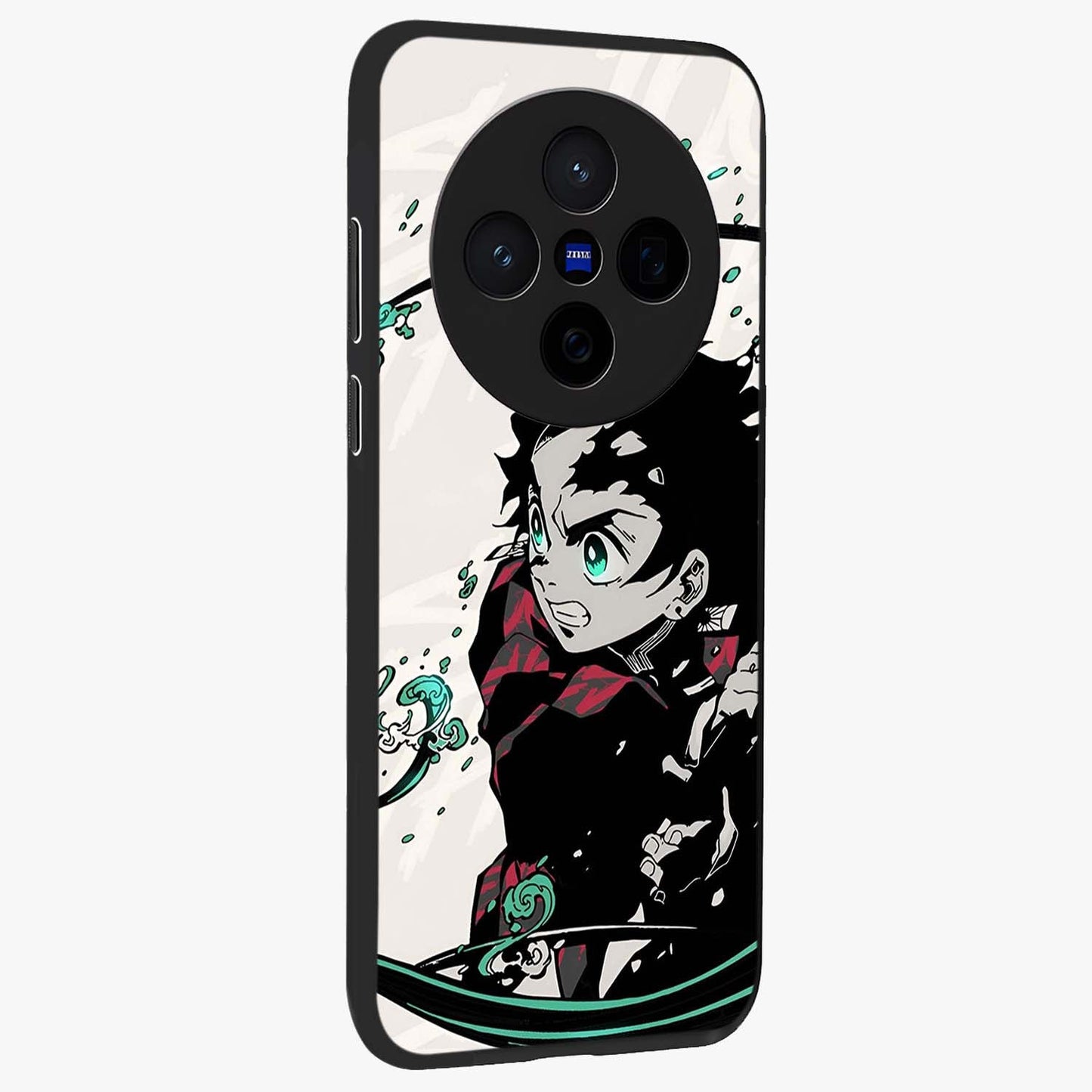 Demon Slayer Glass Case upright view showcasing powerful anime artwork with intense warrior theme.