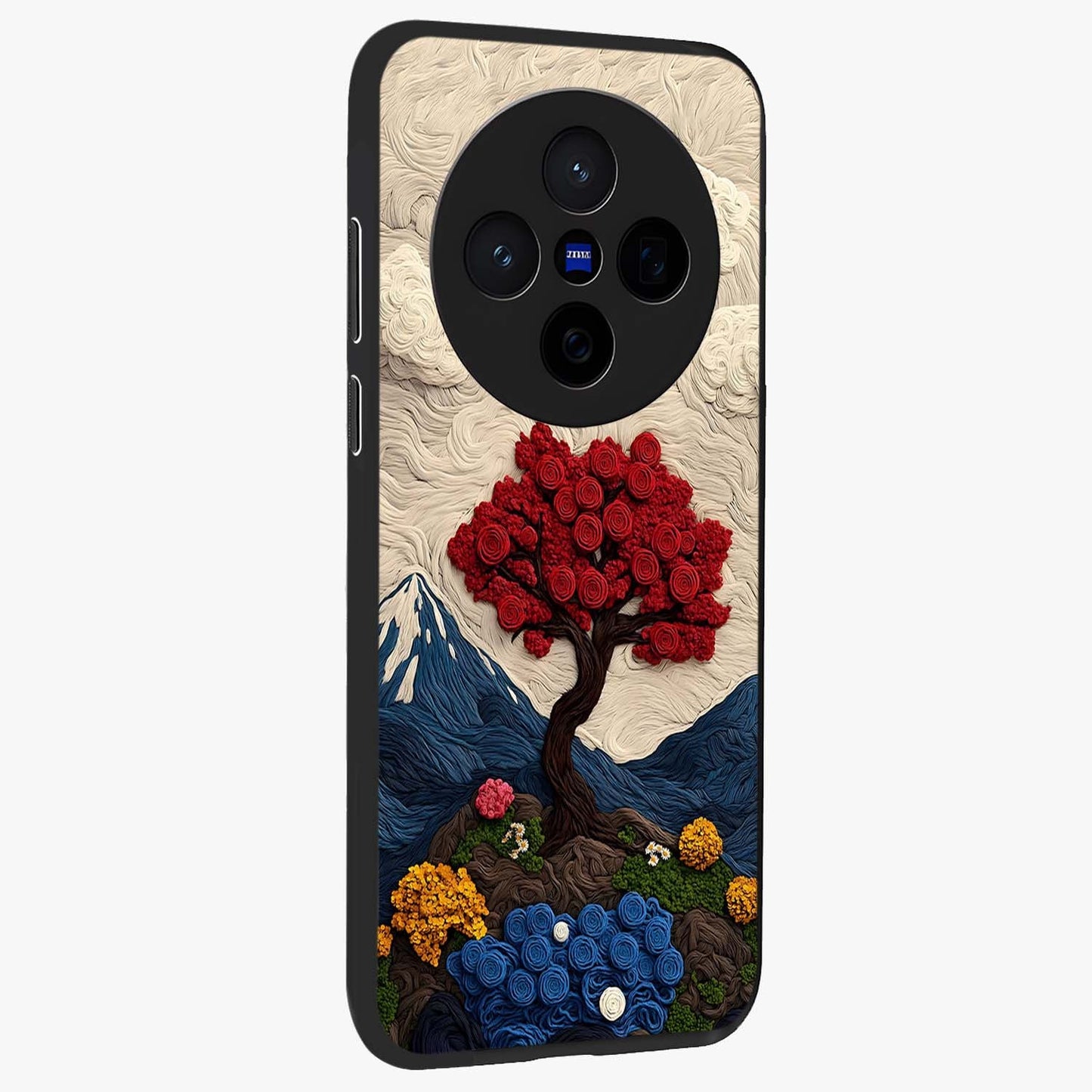 Eternal Nature Tapestry Glass Case upright view showcasing elegant nature tapestry design with decorative style.